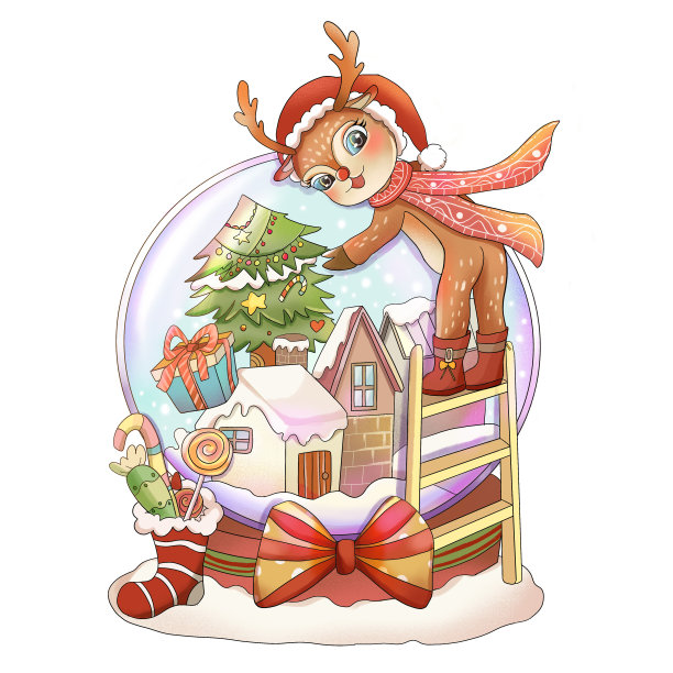 卡通圣诞节圣诞分水晶球图片下载