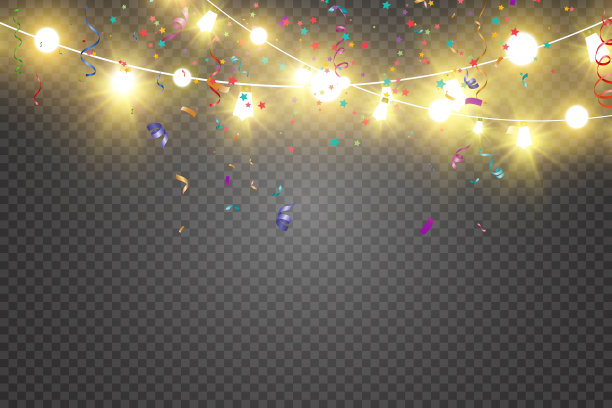 圣诞明亮、美丽的彩灯，设计元素。发光的灯设计的圣诞贺卡。花环，圣诞装饰。图片下载