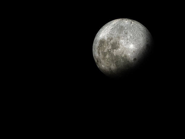 大浮雕月亮在黑色外太空背景上蜡新月与夜空星星背景。被太阳照亮的微小月球表面和月球暗面的惊人景象。在繁星点点的夜空中划出了戏剧性的线条图片下载