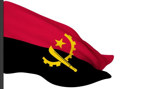 国旗背景图片，迎风飘扬的国旗，3d渲染，安哥拉国旗图片下载