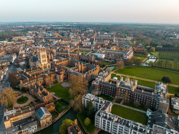 英国剑桥大学和学院的鸟瞰图图片下载
