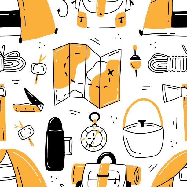 旅游主题无缝图案背景图片下载