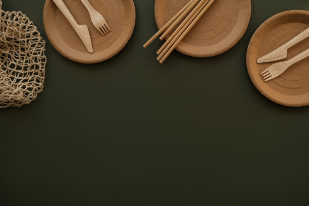 环保旅游餐具。一次性木器和可生物降解餐具图片下载