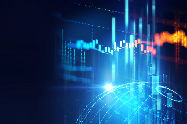 三维渲染地球未来技术和财务图表图片下载