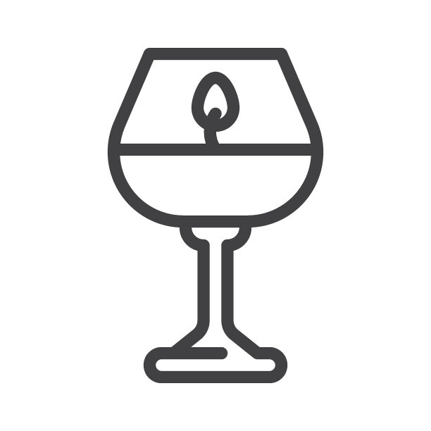 蜡烛在葡萄酒玻璃线图标图片下载