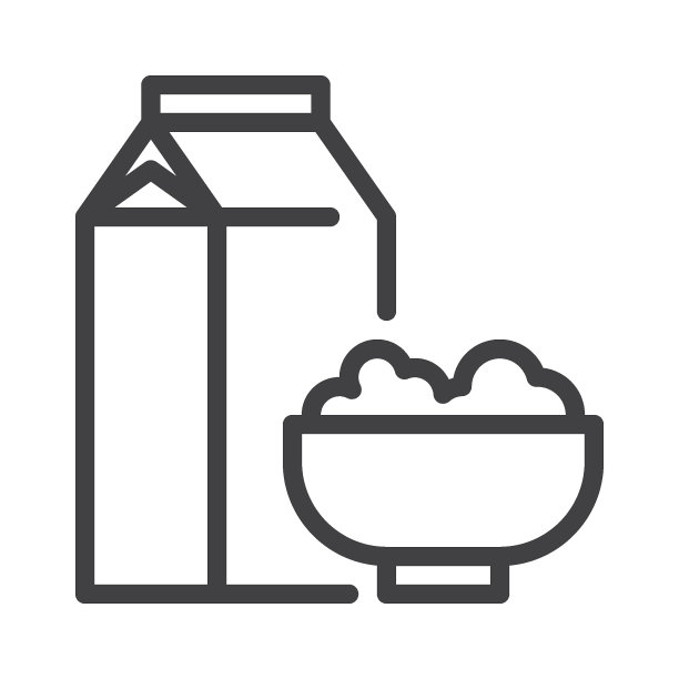 谷类牛奶早餐线图标图片下载