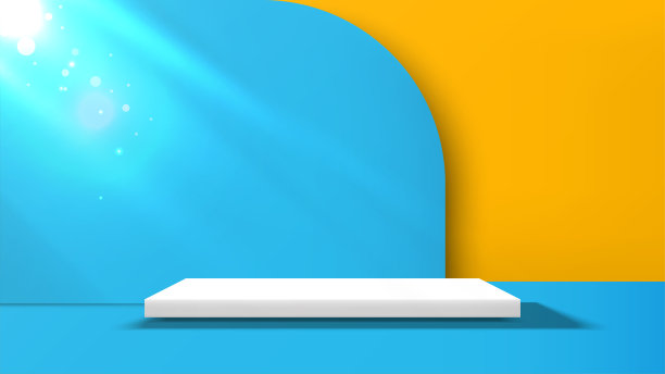 夏季背景设计空方形底座，用于产品展示与阳光。矢量插图。图片下载