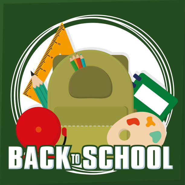 海报工具回到学校矢量插图图片下载