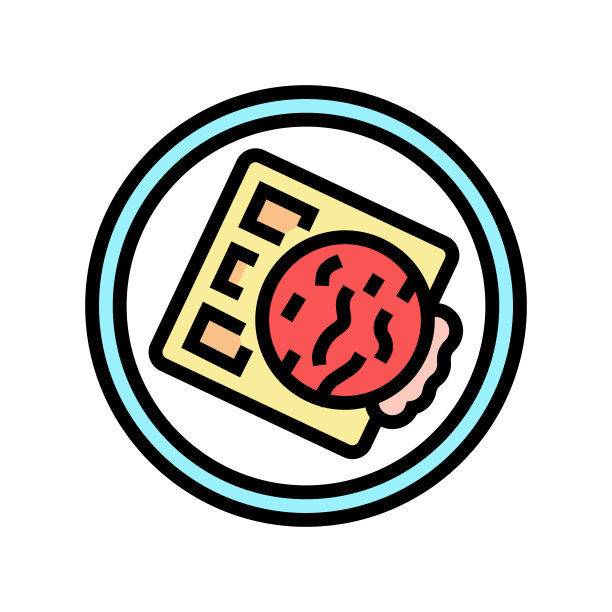 华夫饼冰淇淋彩色图标矢量图图片下载