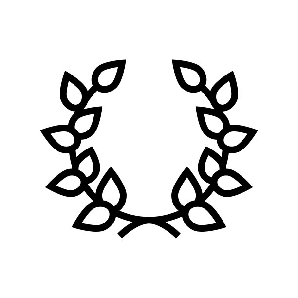 月桂花冠线条图标矢量图图片下载