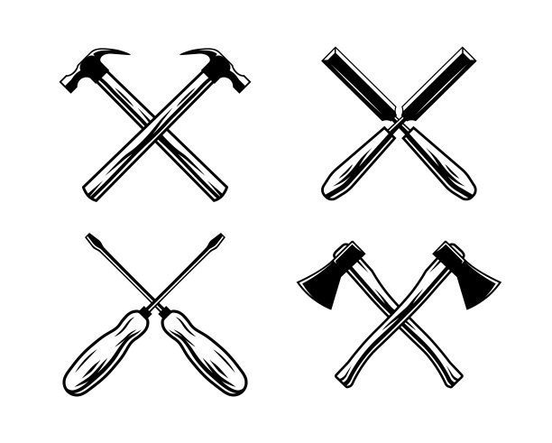 木工对象集的矢量插图图片下载