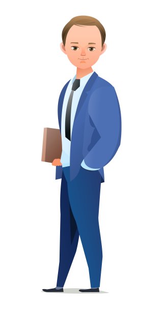 成功的小男孩。站着的兴高采烈的青少年。穿白衬衫的女孩。卡通平面设计在漫画风格。单独的字符。插图孤立在白色背景上。向量图片下载