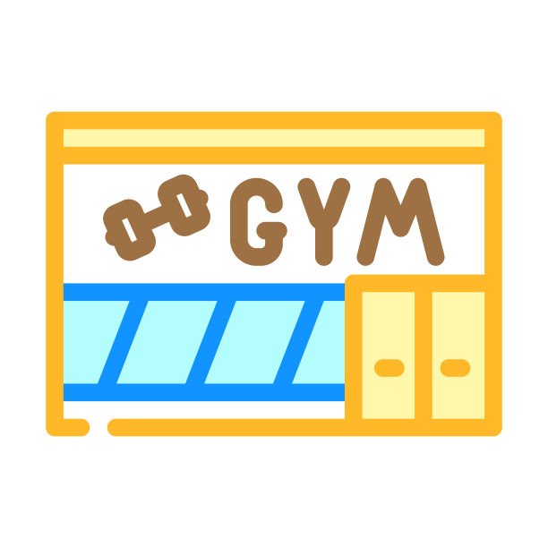 健身房建筑颜色图标矢量插图图片下载
