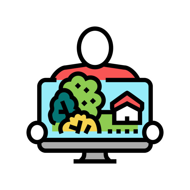 花园设计师颜色图标矢量插图图片下载