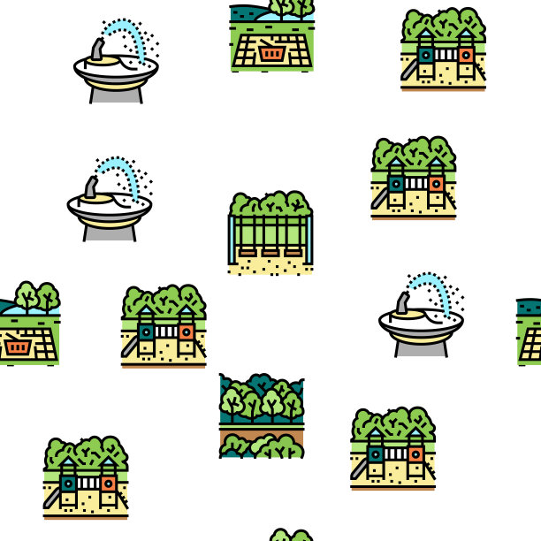 公园草甸自然和操场向量无缝模式图片下载