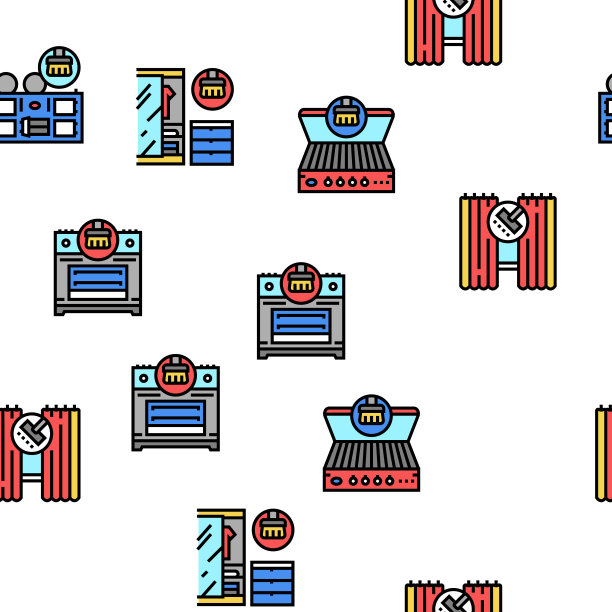 清洁建筑和设备矢量无缝模式图片下载