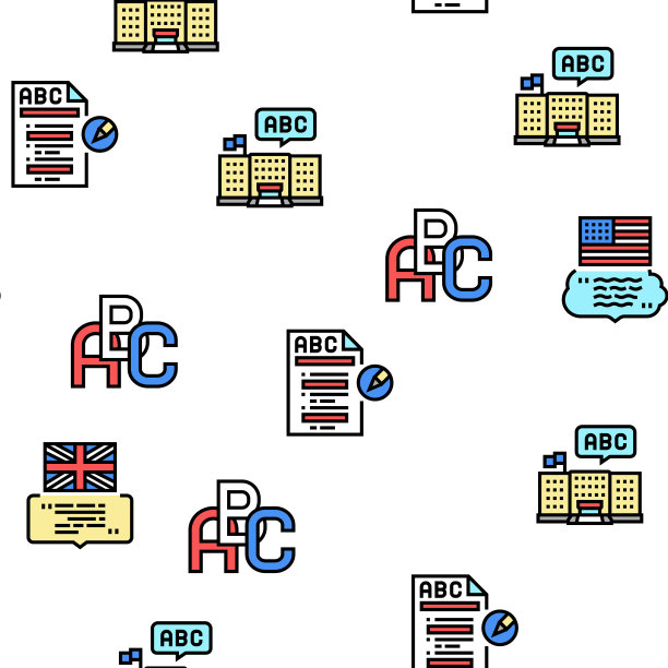 英语学习在学校向量无缝模式图片下载