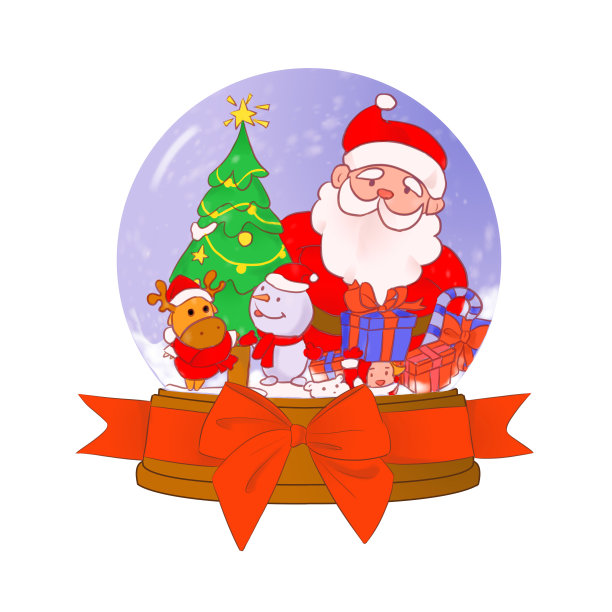 卡通圣诞节圣诞分水晶球图片下载