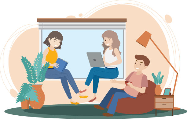 人们在工作场所的概念在平面设计图片下载