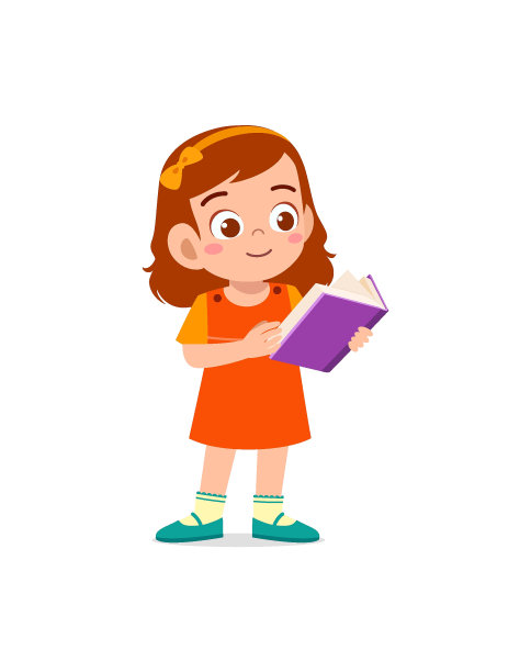 小孩子站着读故事书图片下载