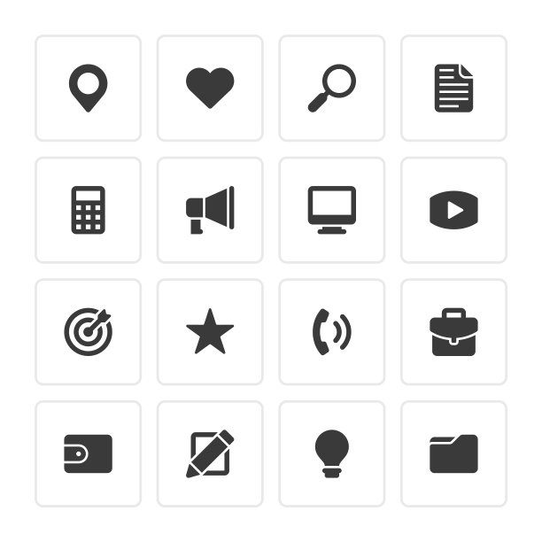 平面图标矢量集和网页设计的长阴影效果图片下载