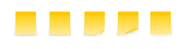 不同矢量笔记的集合。笔记图标。便利贴。贴便条收集与卷曲的角落和阴影。向量现实的例证。图片下载