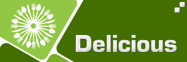 美味的绿色汤匙叉子刀圆形方形图片下载