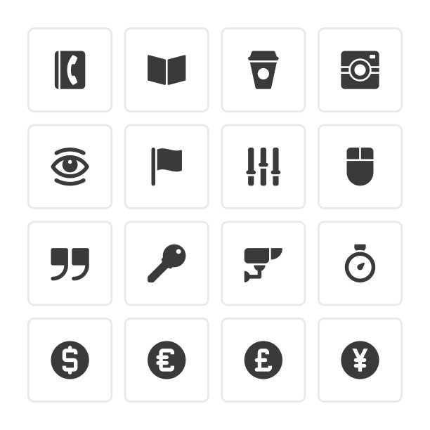 平面图标矢量集和网页设计的长阴影效果图片下载