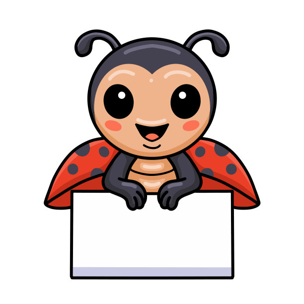 可爱的瓢虫卡通空白标志图片下载