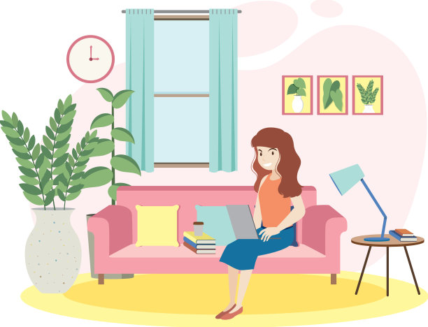 在客厅里消磨时间的女人图片下载