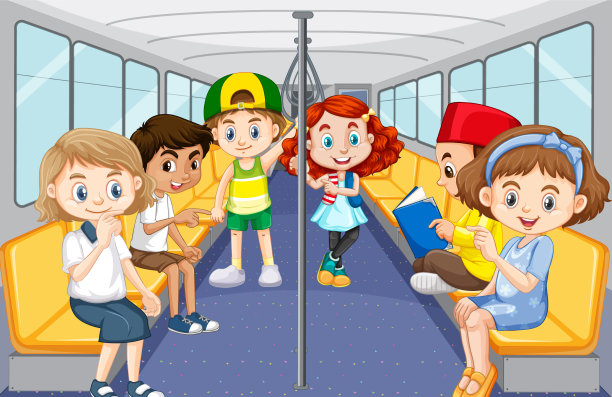 很多人乘坐公共交通工具的场景图片下载