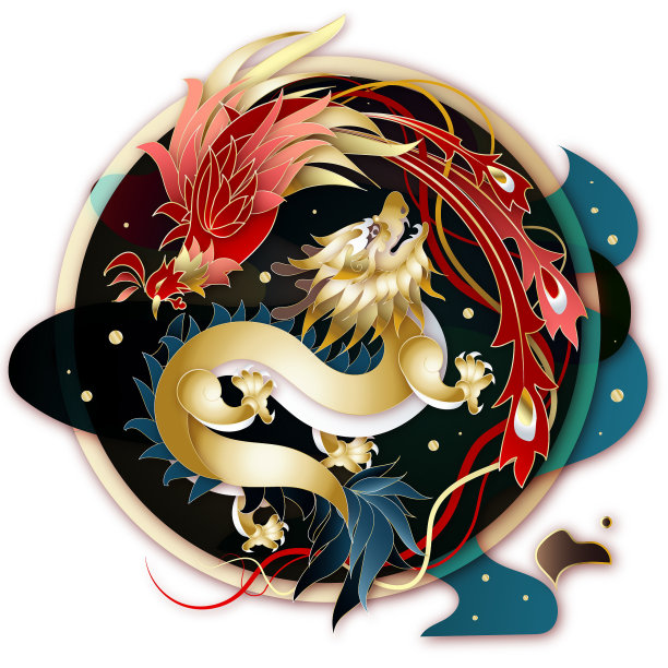 中国风婚庆龙凤凰龙凤呈祥图片下载