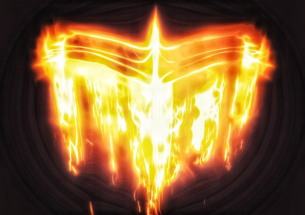 一只凤凰在夜空中扇动翅膀的插图图片下载