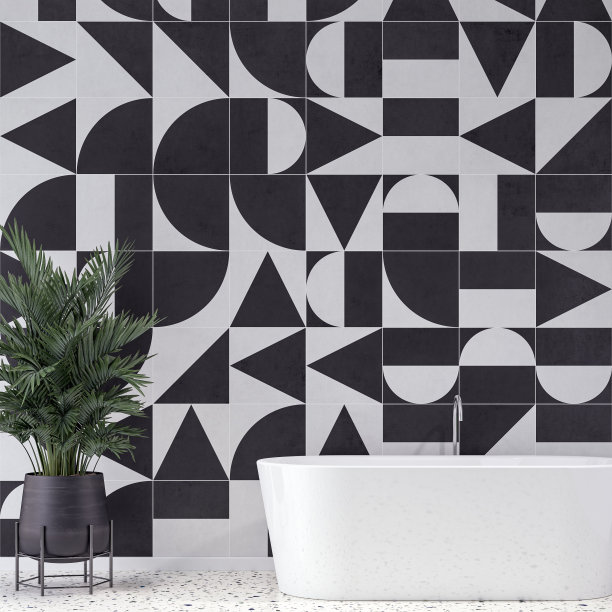 豪华现代浴室室内复古80年代的风格图片下载