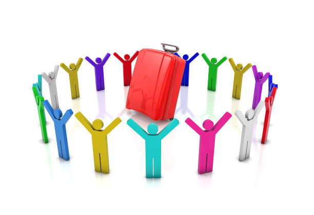 团队合作，旅行箱旅行理念图片下载