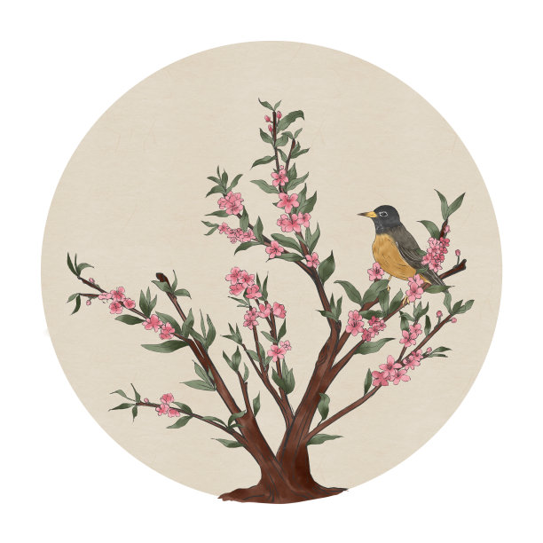 水墨风工笔画花鸟图片下载