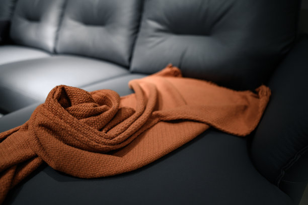 皮沙发在客厅里图片下载