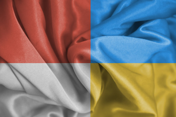 乌克兰和波兰的丝绸国旗图片下载