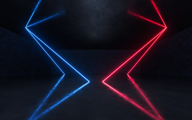 暗室霓虹闪烁，3d渲染。图片下载