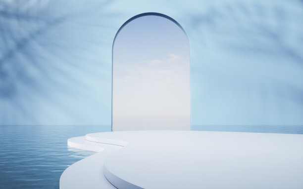 空地板与水面背景，3d渲染。图片下载