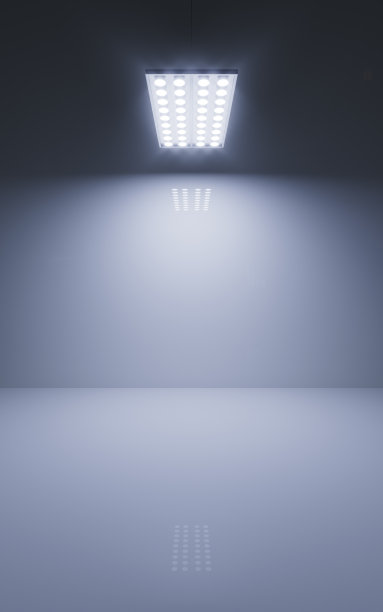 空房间与顶灯照明，三维渲染。图片下载