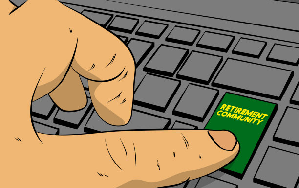 电脑键盘上的退休社区用语。图片下载