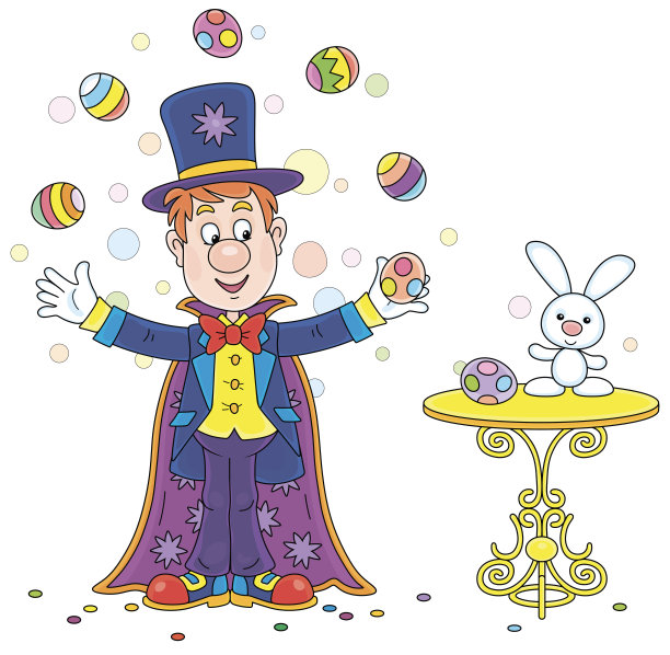 马戏团魔术师用复活节彩蛋玩杂耍图片下载