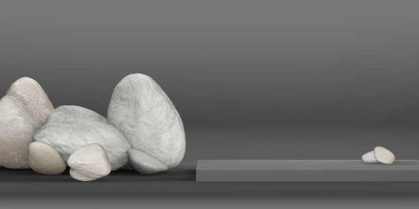 产品支架用于放置信息和产品3D插图的石头底座图片下载