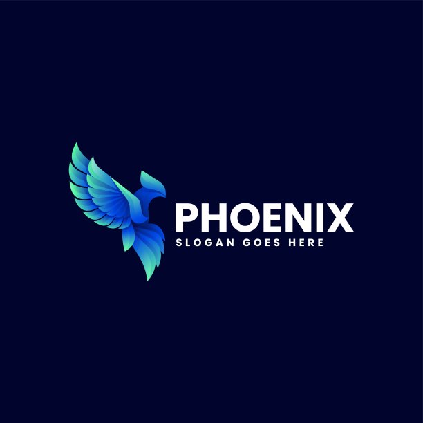 矢量插图凤凰梯度彩色风格。图片下载