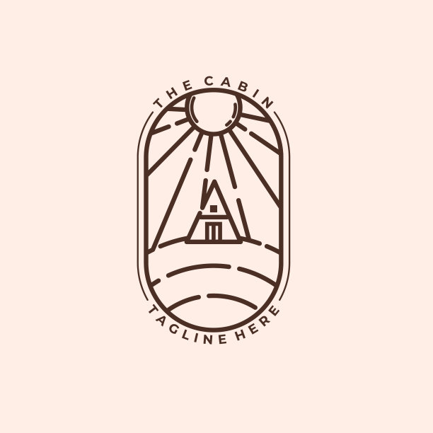 小屋简约线条艺术标志矢量插画设计，小屋单线设计图片下载