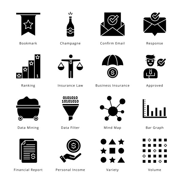 智能商业字形图标-固体，矢量;图片下载