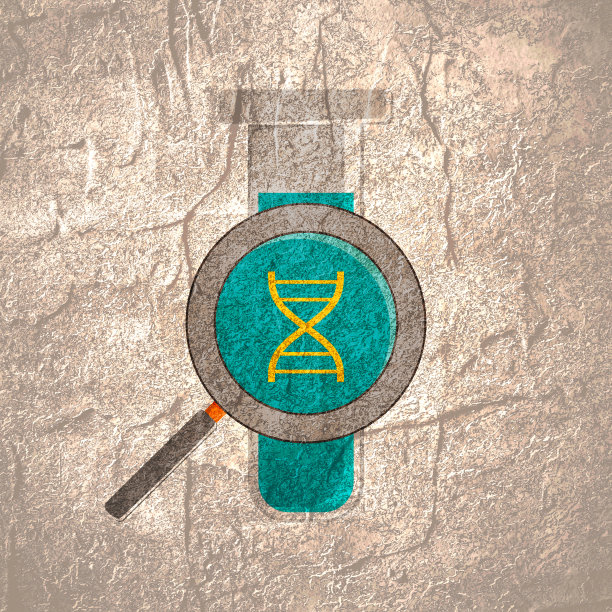 带有dna标记和放大镜的实验室测试桶。图片下载