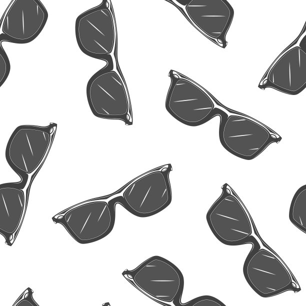 无缝模式的复古单色详细太阳镜。矢量图图片下载