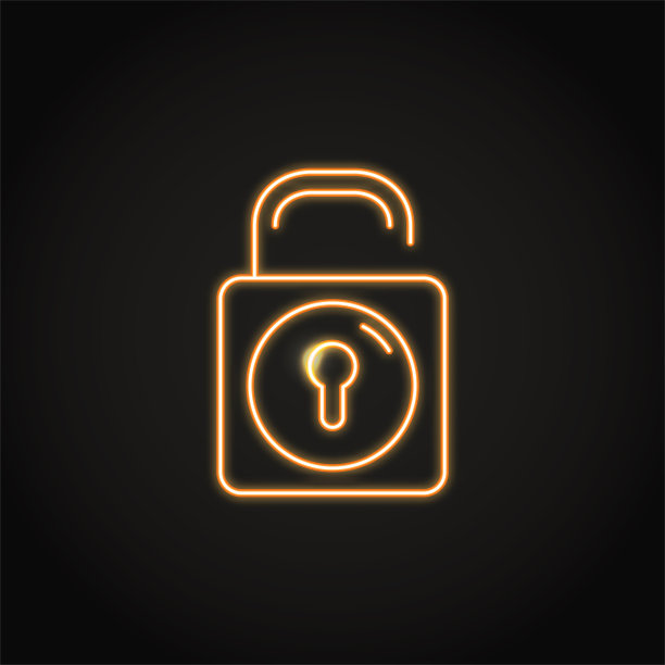 行样式的霓虹灯安全令牌图标图片下载